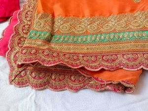 double shade Embroidered Saree with Blouse