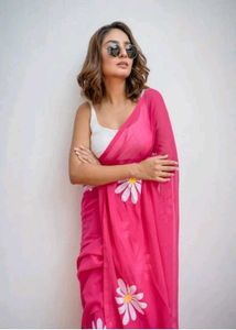 Beautiful Pink Floral Saree