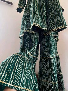 Designer Green Kurta Set with Sharara