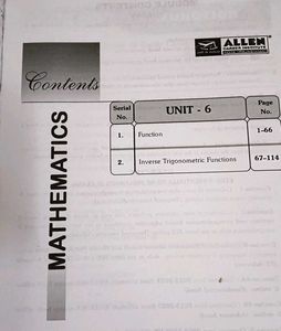 Allen Mathematics JEE(Main+Advanced) Unit 6