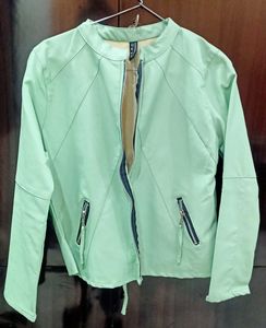 Mint Green Biker leather Jacket