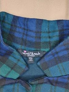 Blue &amp; Green Plaid Cropped Shirt
