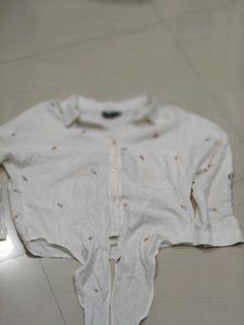 Vera moda Cream Embroidered Button-Up Shirt
