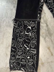 Unique Black Doodle Jeans