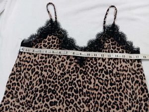 Leopard Print Cami Top with Lace Trim