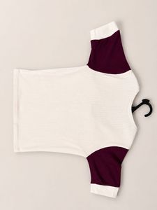 Chic Cream &amp; Maroon Top with Collar