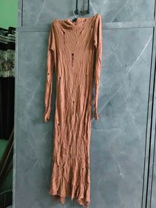 Distressed Long Sleeve Maxi Dress