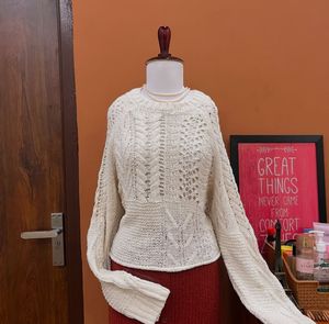 ZARA Open Work Cable Knit Sweater