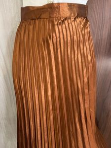 Vintage Satin Brown Pleated Skirt✨
