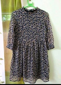 Chic Floral Print Mesh Dress