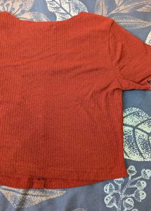 Cute Red Button-Up Top