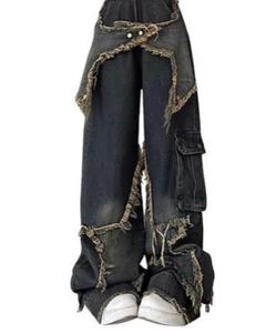Distressed Black Wide-Leg Jeans