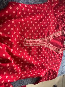 Red Printed Kurta Set for Women
