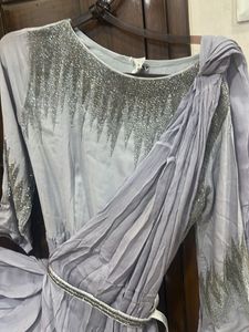 Elegant Grey Embellished Gown