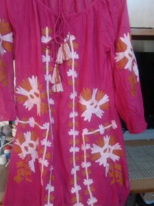 Pink Embroidered Tunic Dress