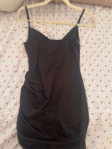 Silk black dress - adjustable strap Size- Medium