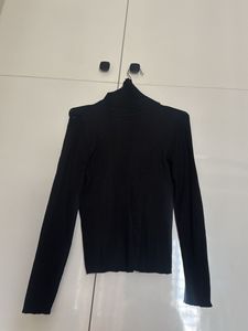 Black Turtleneck Ribbed Top