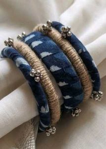 Boho Indigo Fabric Jewelry Set