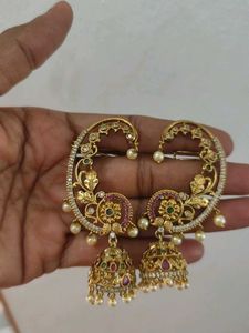 Exquisite Gold Jhumka Earrings