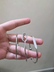 Unique Silver Tone Cuff Bracelets Set