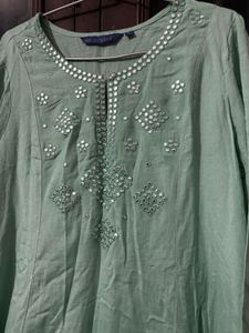 Elegant Sea Green Kurta with Embellishments