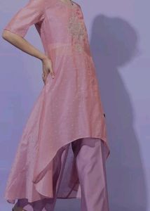 Pink Asymmetric Kurta Set