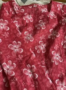 Red Floral Print Kurta
