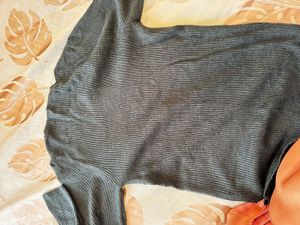 Green Ribbed Long Sleeve Top