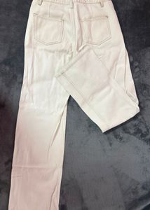 Cream Wide Leg Jeans