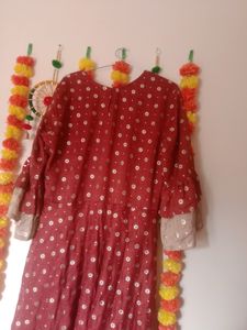 Golden And Rust Brown Anarkali Kurti
