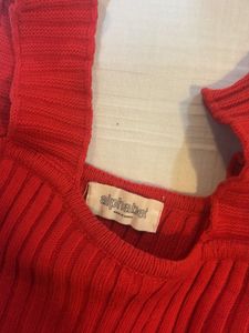 Hand made Red Ribbed Knit Tank Top