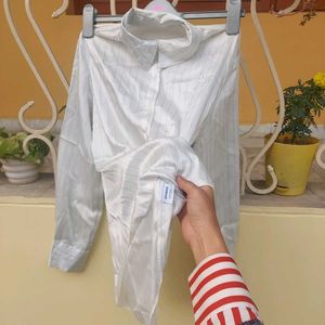 Elegant Shine Satin White Stripped Shirt