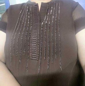 Beautiful Coffee Brown chiffon top+dupatta