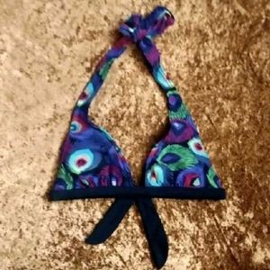 Vibrant Peacock Print Bikini Top