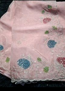 Pink kasap &amp; sequins work Saree