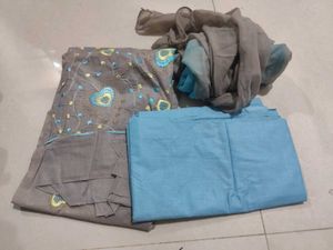 Embroidered Grey Kurta Set with Dupatta