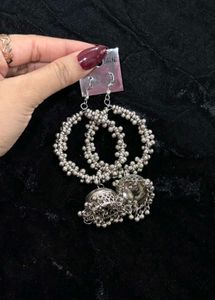 Oxidised Jhumka Hoop Earrings