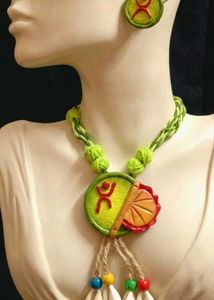 Handmade clay Necklace &amp; Earrings Set
