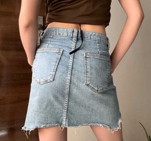 Korean Light Wash Denim Mini Skirt