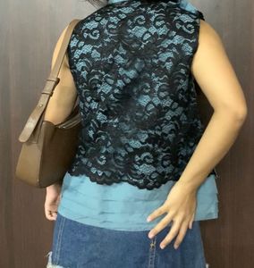 Blue Floral Sleeveless Top