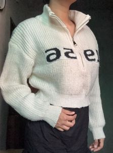 Cropped Half zip up sweater