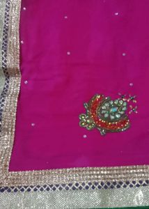 Vibrant Pink Embroidered Saree