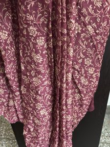 Elegant Floral Print Maroon pre stitch Saree