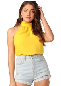 Yellow halter neck top