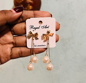 Bow Pearl Drop Earrings
