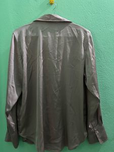 Silky Collared Button-Up Shirt