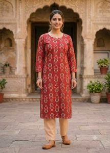 elegant red kurta set of libas