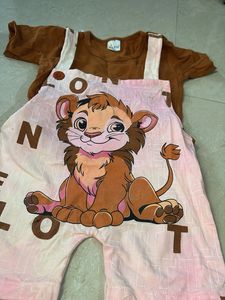 Cute Lion Overalls Set