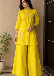 Vibrant Yellow Kurta Palazzo Set