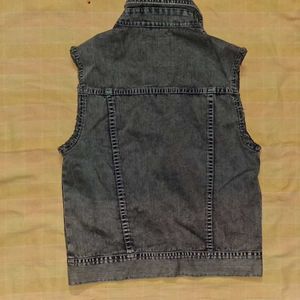 Washed Black Denim Vest